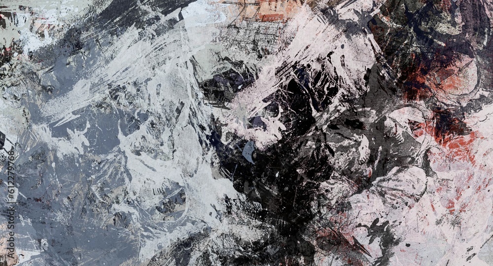 Abstract Grunge Background Graphic Watercolor Stylization on Textured Canvas of Chaetic Strokes of Paint Spots