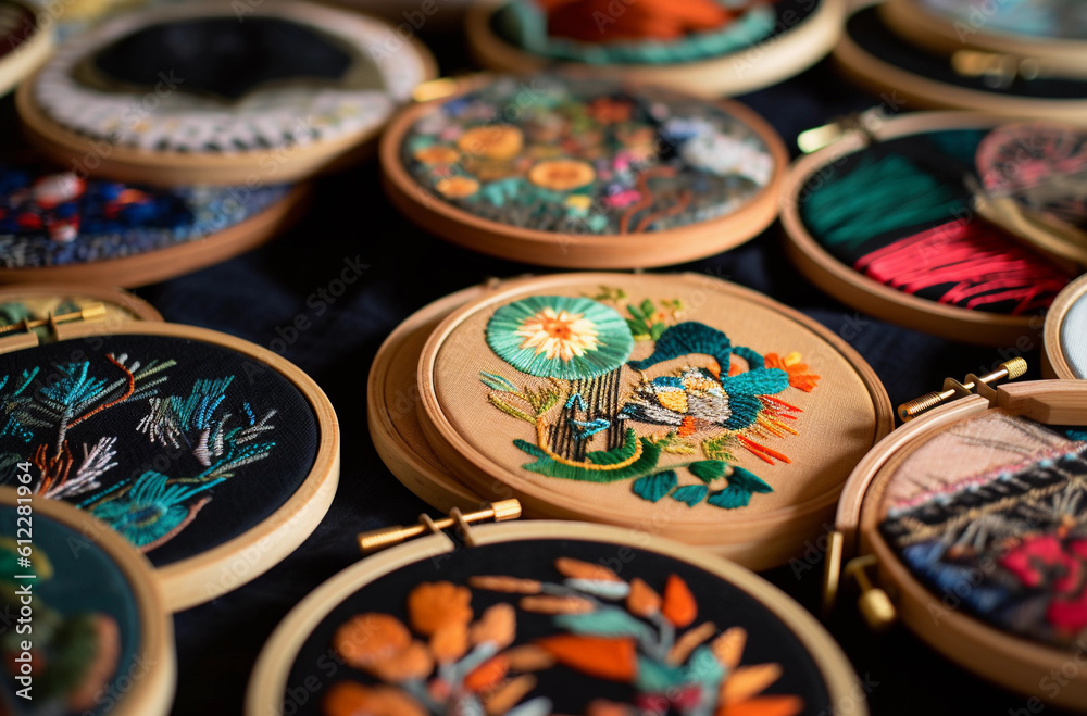 A Captivating Collection of Artistry in Embroidery Hoops
