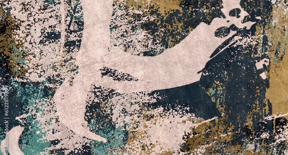 Abstract Grunge Background Graphic Watercolor Stylization on Textured Canvas of Chaetic Strokes of Paint Spots