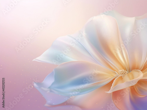 Soft flower with silk fabric texture on pink gradient background. Created with Generative AI technology.