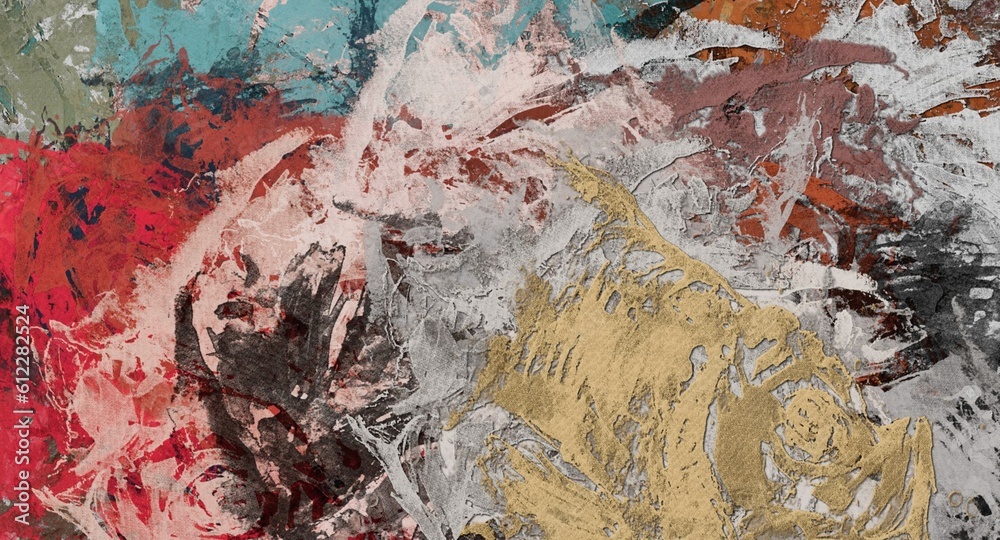 Abstract Grunge Background Graphic Watercolor Stylization on Textured Canvas of Chaetic Strokes of Paint Spots
