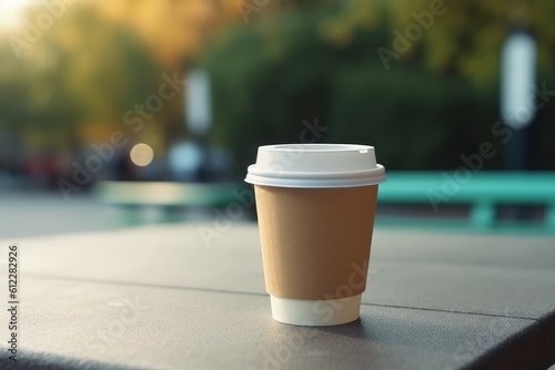 Paper cup coffee drink. Generate Ai
