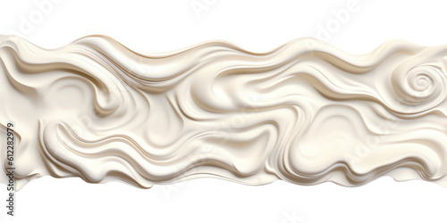 Cream banner flowing liquid and swirls abstract shape isolated on transparent background - Generative AI