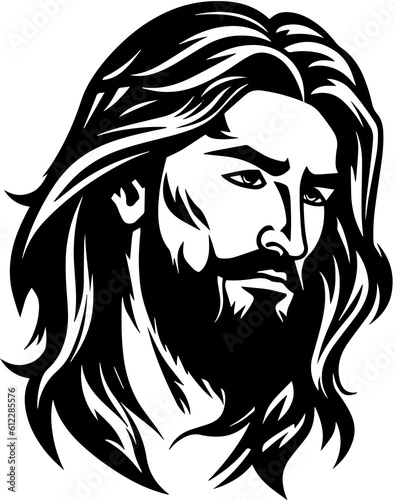 Jesus portrait black and white. Ai generated