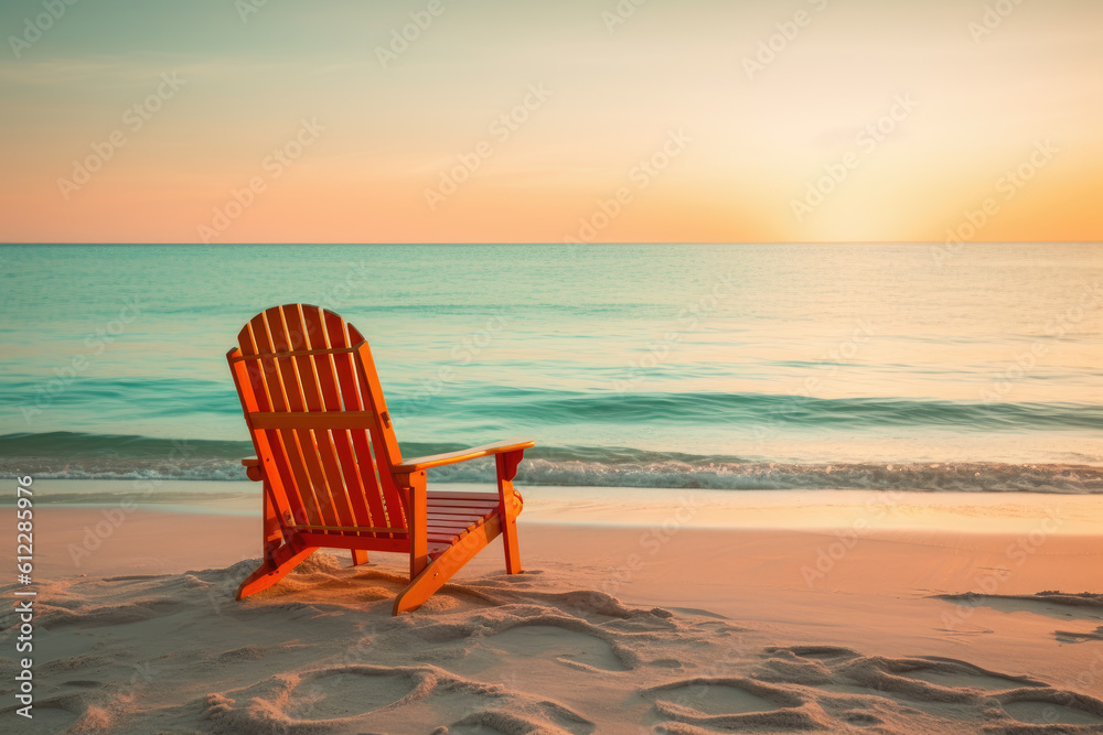 deck chair in beach. summer and vacation. generative ai