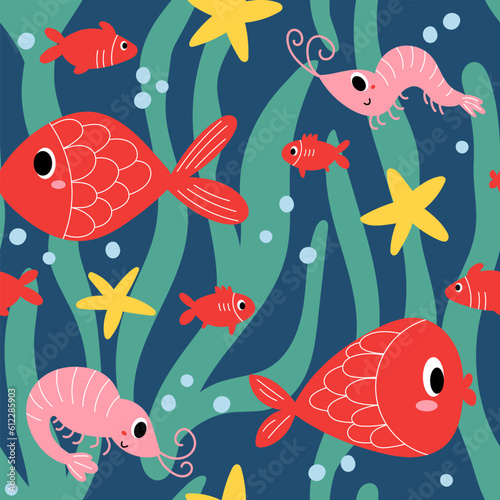 Seamless pattern with sea animals