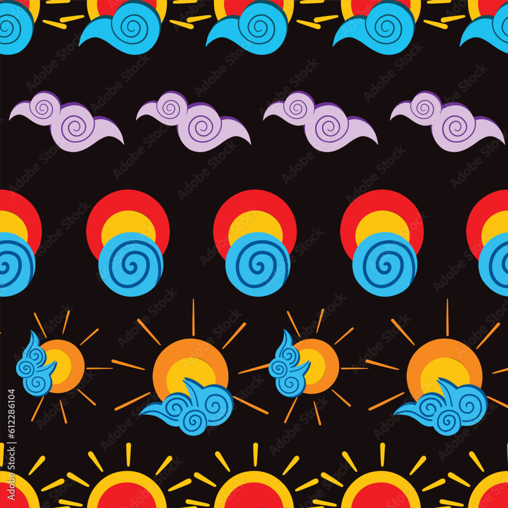 Abstract colorful seamless summer pattern on black