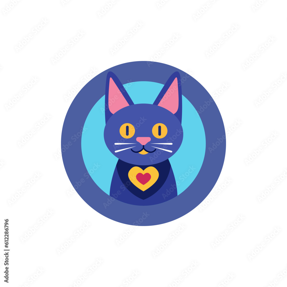 cat gps tracker flat color logo vector illustration template design