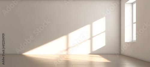 Shiny window shadows on white room. Generative AI technology. 