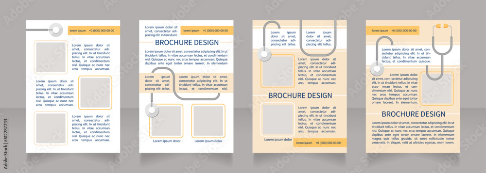 Cancer prevention regular screening blank brochure layout design. Vertical poster template set with empty copy space for text. Premade corporate reports collection. Editable flyer paper pages