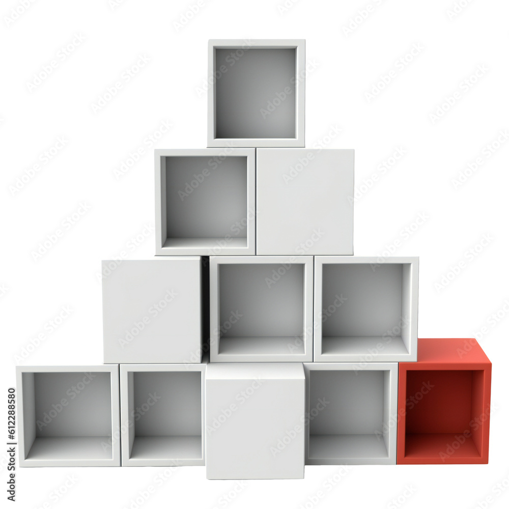 Blank white multi box display on isolated. Generative ai art Blank white multi box display on isolated. Generative ai art