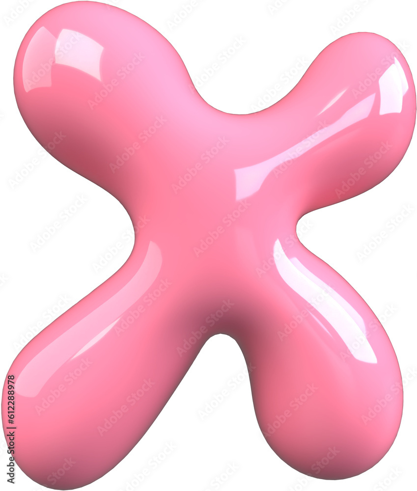 Pink 3D Bubble Gum Inflated Numbers Symbol Letter X Pink 3D Bubble Gum Inflated Numbers Symbol Letter X