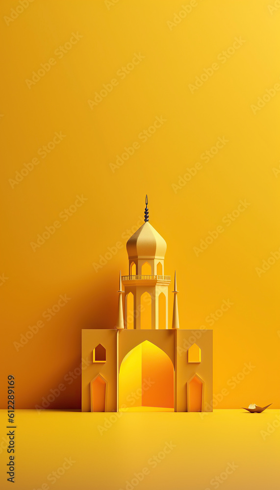 Islamic Background with 3D Mosque Islamic Background with 3D Mosque