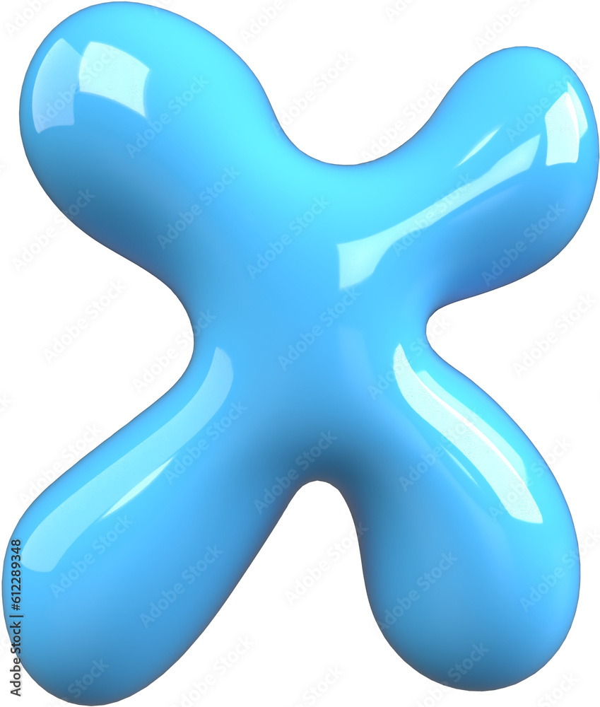 Blue 3D Bubble Gum Inflated Letters Number Symbol X Blue 3D Bubble Gum Inflated Letters Number Symbol X