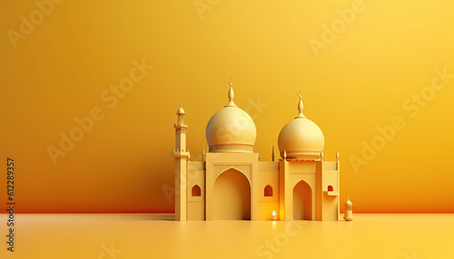 Islamic Background with 3D Mosque
