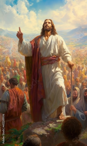 Jesus preached to the crowd