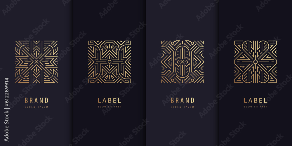 Grafika wektorowa Stock: Vector set of golden label design patterns ...
