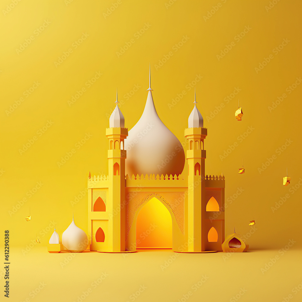 Islamic Background with 3D Mosque Islamic Background with 3D Mosque