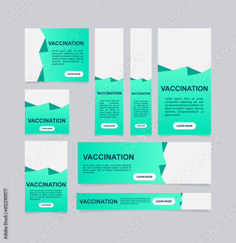 Mandatory vaccination web banner design template. Vector flyer with text space. Advertising placard with customized copyspace. Promotional printable poster for advertising. Graphic layout