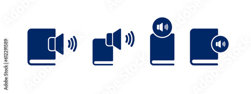 audio book icon vector illustration. book with speaker icon concept.