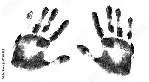 dirty coal stained handprint isolated