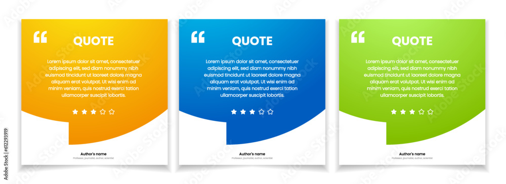 3D bubble testimonial banner, quote, infographic. Social media post template designs for quotes. Empty speech bubbles, quote bubbles and text box. Vector Illustration EPS10.