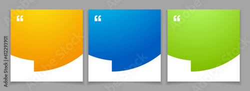 3D bubble testimonial banner, quote, infographic. Social media post template designs for quotes. Empty speech bubbles, quote bubbles and text box. Vector Illustration EPS10.