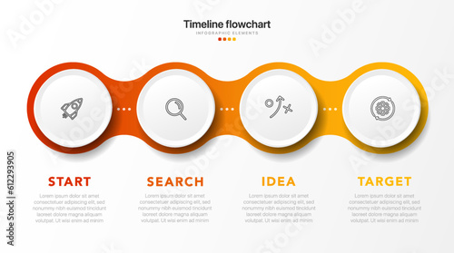 Timeline infographic design with options or steps. Infographics for business concept. Can be used for presentations workflow layout, banner, process, diagram, flow chart, info graph, annual report.