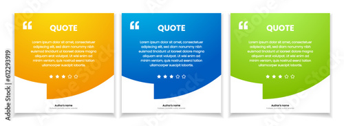 3D bubble testimonial banner, quote, infographic. Social media post template designs for quotes. Empty speech bubbles, quote bubbles and text box. Vector Illustration EPS10.