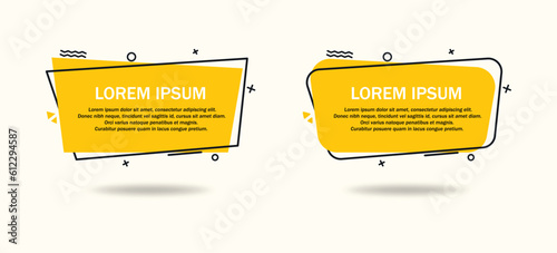 Modern yellow text banner templates with geometric details, and sharp and round corners types. Banner for title and text notice vector templates.