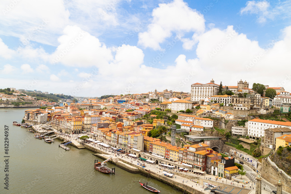 Top view of caida ribeira in Porto, Portugal..
