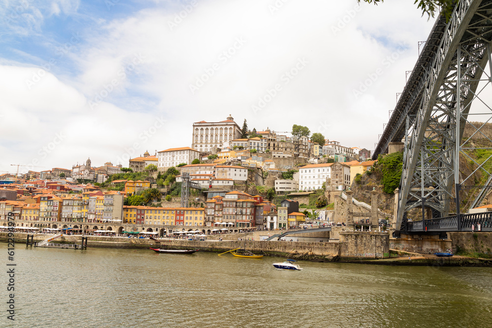 View of the city of Porto in Portugal, and the Luis I bridge.