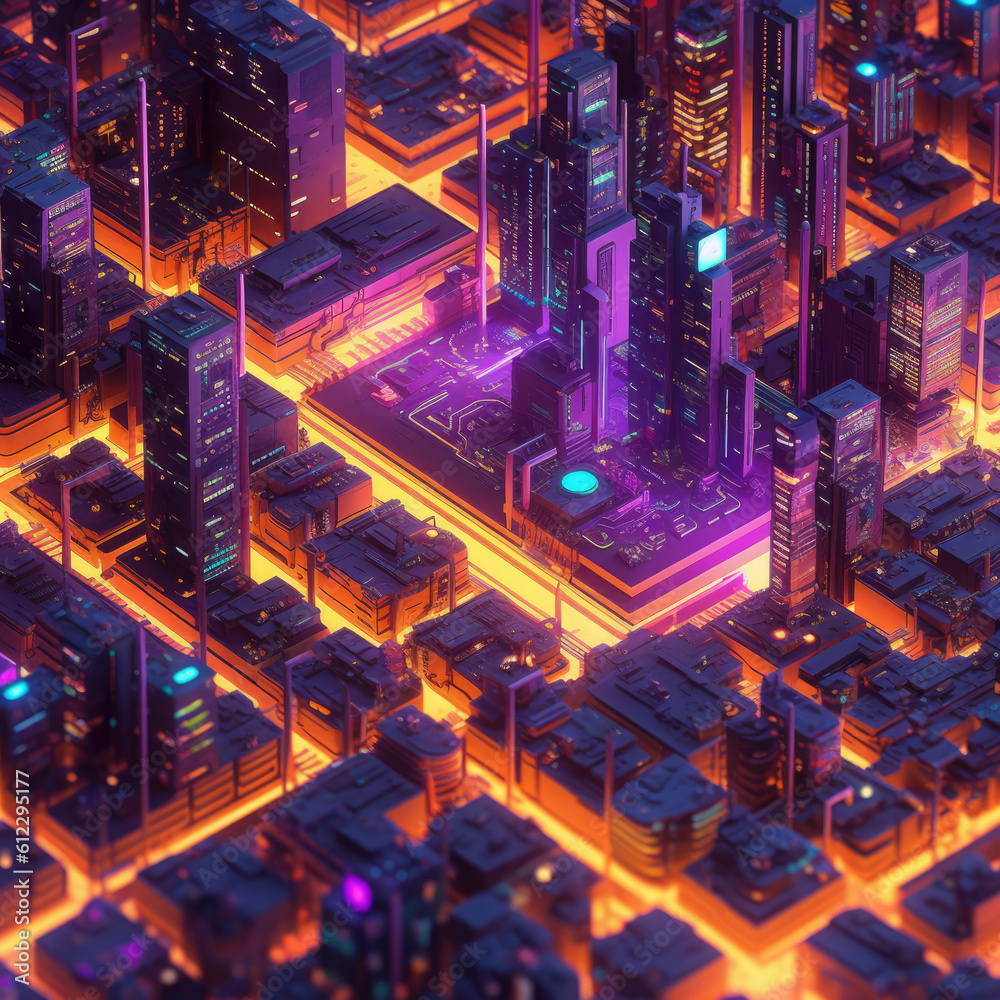 city-of-orange-circuits-and-microchip-buildings-technology-concept