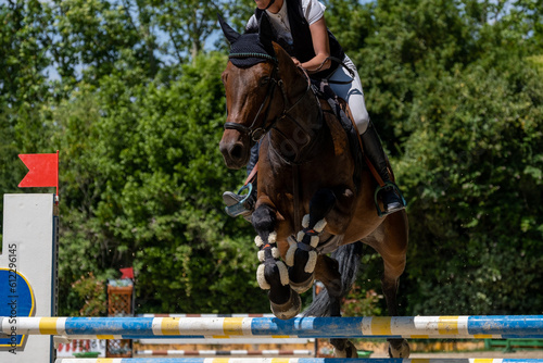 Show jumping competition on horseback. Horse Jumping, Equestrian Sports, Show Jumping themed photo.  © scatto