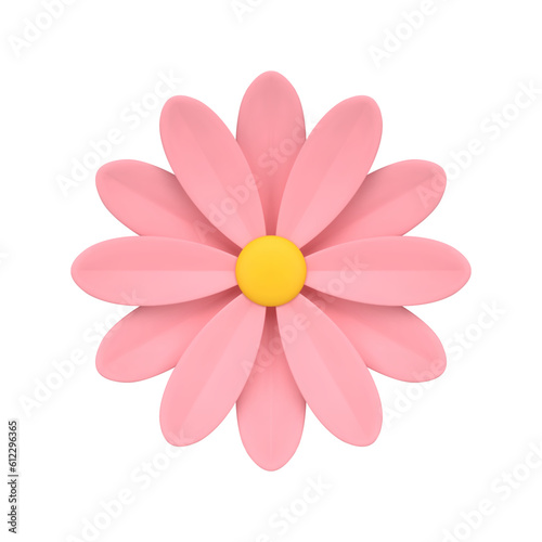 Pink lush flower bud dahlia floristic beauty composition decor element 3d icon realistic vector