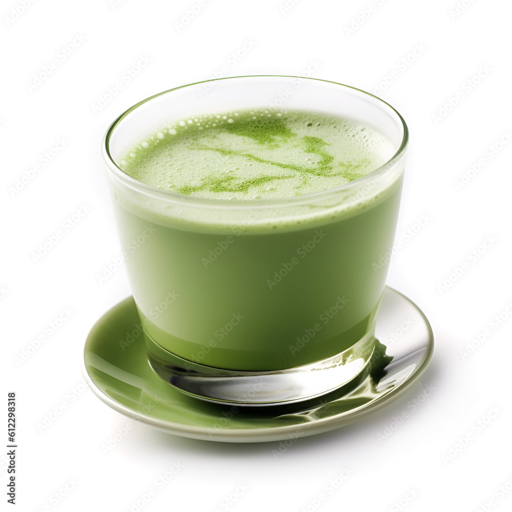 Matcha drink on white backgrounds. Generative AI Matcha drink on white backgrounds. Generative AI