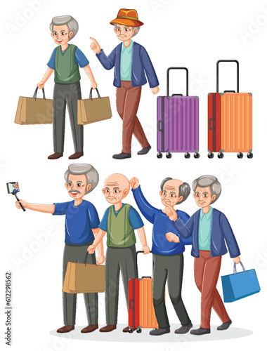 Set of grandfather cartoon character