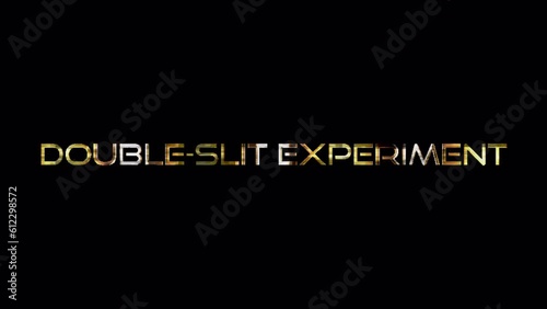 Loop DOUBLE-SLIT EXPERIMENT gold glitch text effect illustration on Black Background. Element for Isolated transparent video animation text with alpha channel using Quick time prores 444 photo