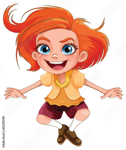 Jumping girl cartoon character