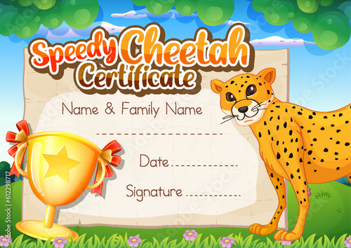 Speedy cheetah certificate template