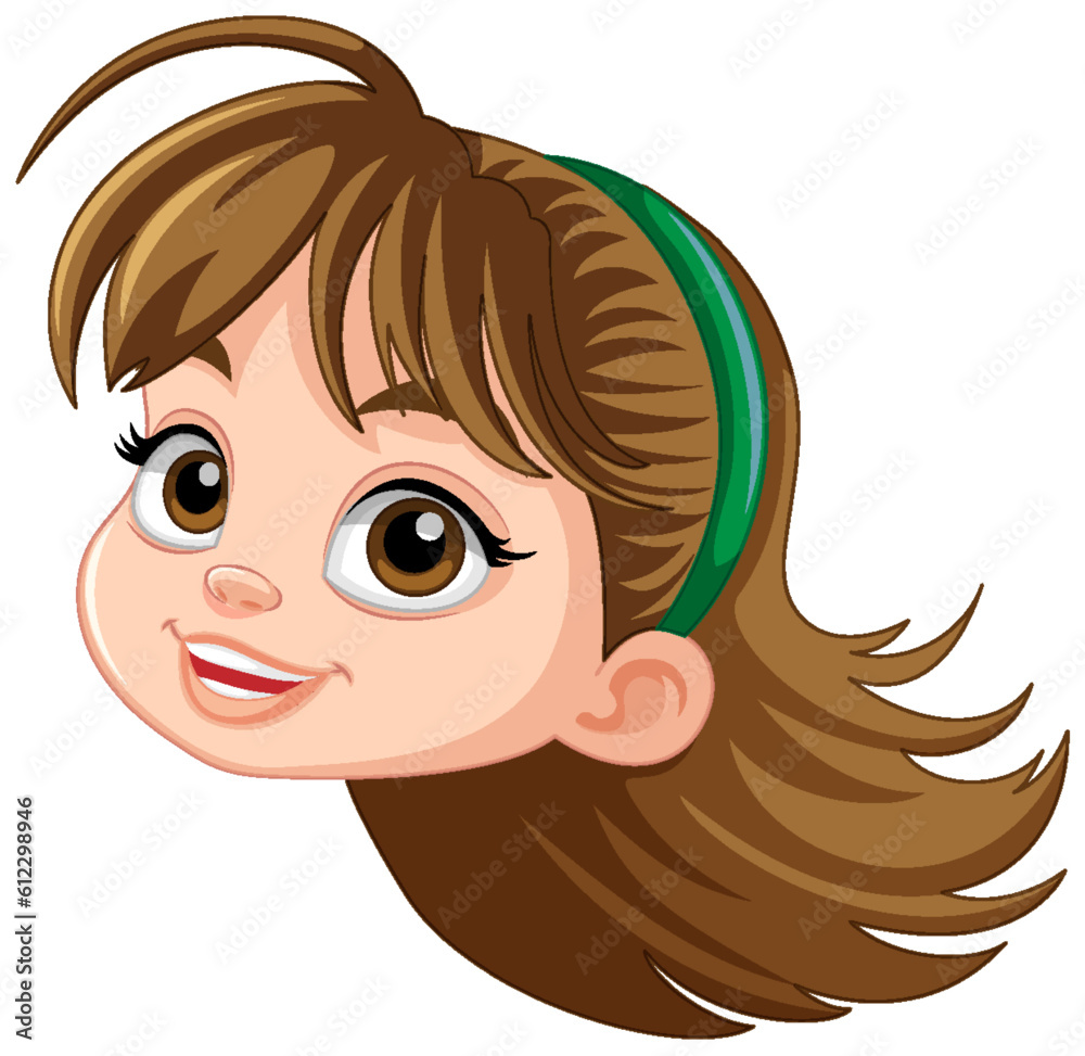 Girl with brown hair cartoon face Girl with brown hair cartoon face