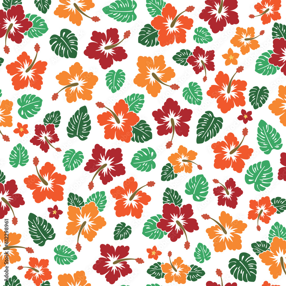 Cute hibiscus pattern perfect for textiles, Cute hibiscus pattern perfect for textiles,
