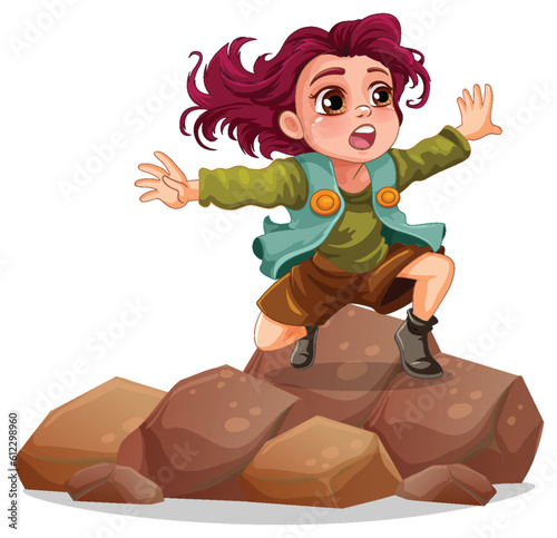 Girl standing on the rock