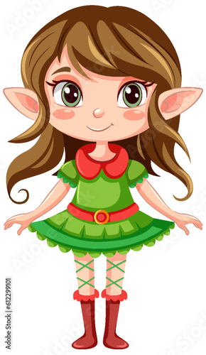 Elf girl cartoon Christmas character