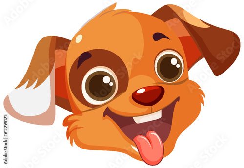 Cheerful Cute Dog Face on White Background