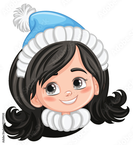 Happy girl head with smiley face