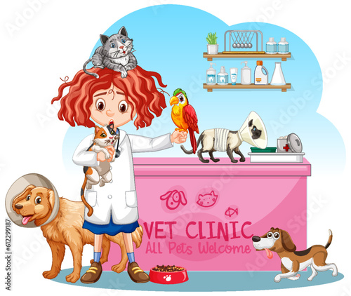 Friendly Veterinarian with Pet Animal Vector