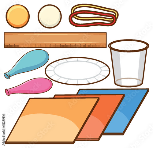 Set of differnt objects for science experiment