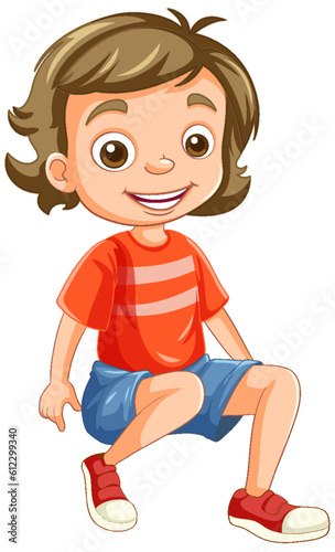 Girl cartoon charater sitting isolated