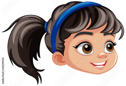 Cute Asian girl head cartoon
